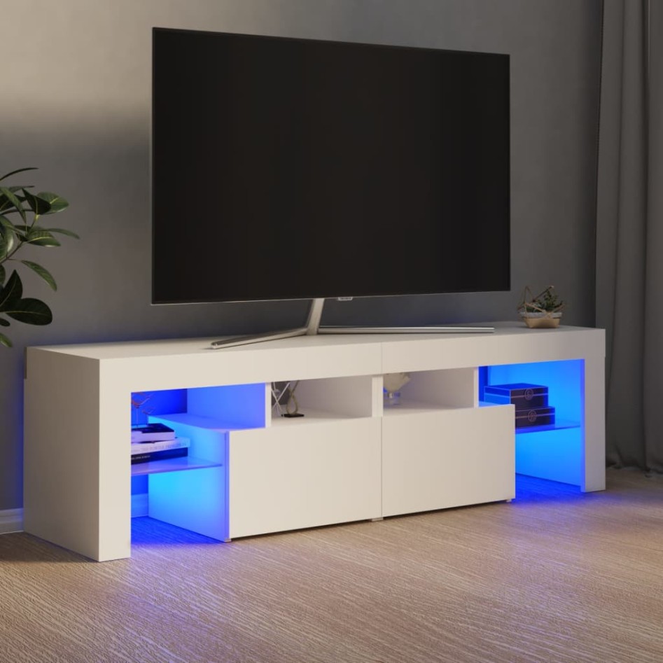 Mueble de TV con luces LED blanco 140x36,6x40