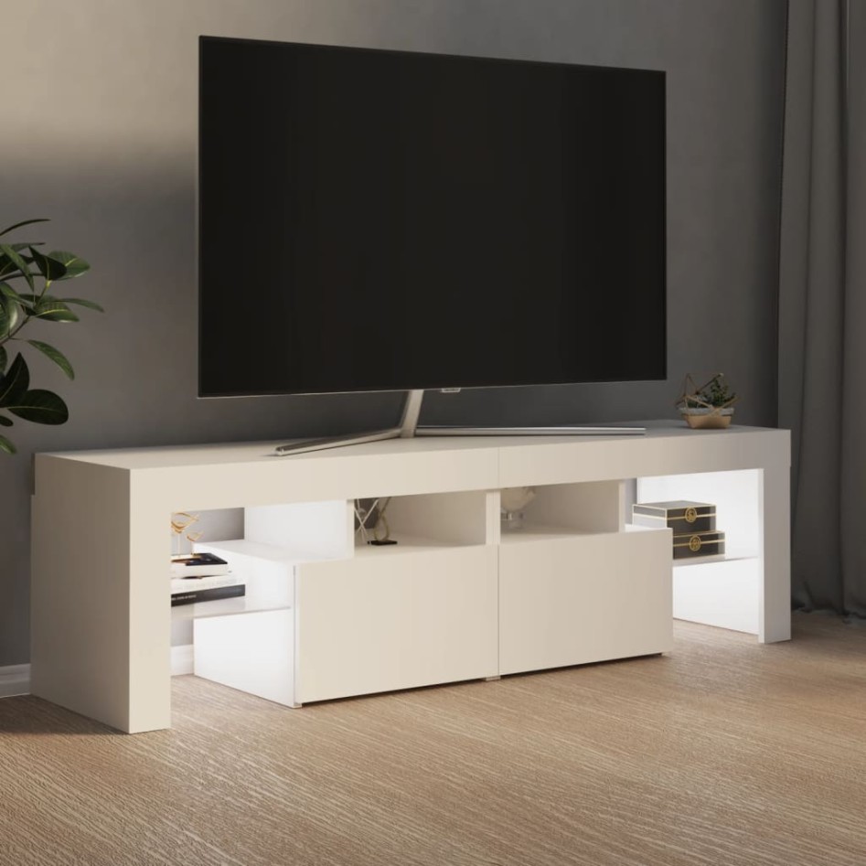 Mueble de TV con luces LED blanco 140x36,6x40