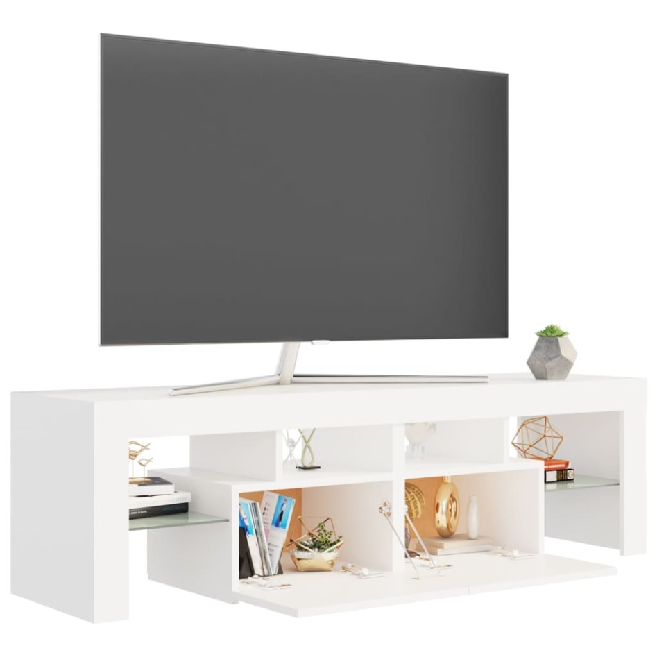 Mueble de TV con luces LED blanco 140x36,6x40