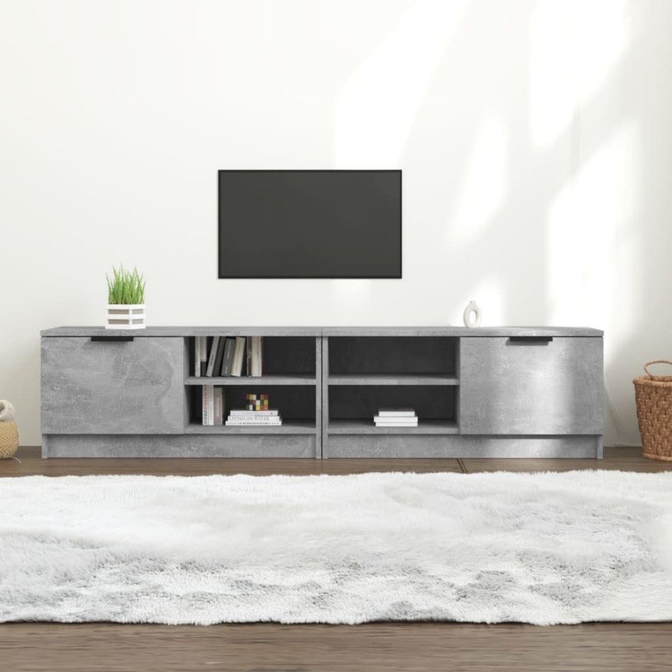 Mueble de TV 2 pzas madera contrachapada hormigón 80x35x36,5