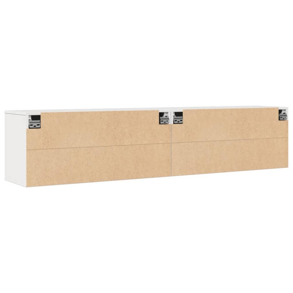 Armario de pared 2 uds madera maciza de pino blanco 80x30x35
