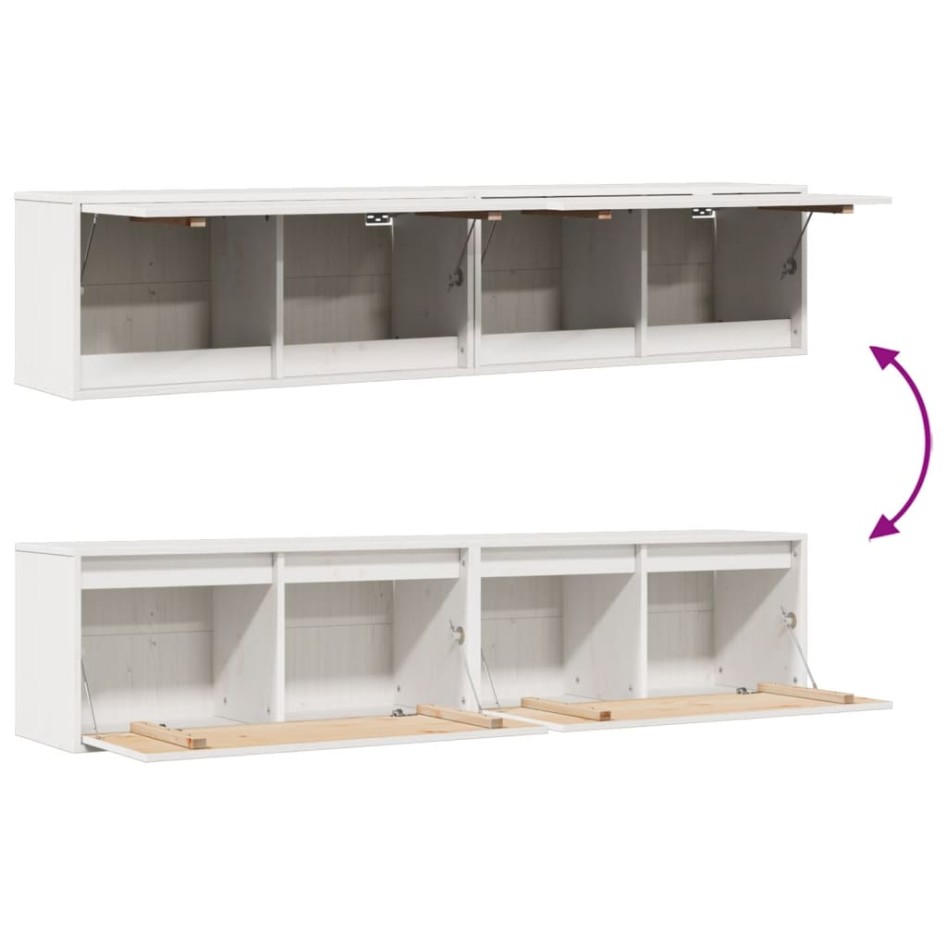 Armario de pared 2 uds madera maciza de pino blanco 80x30x35