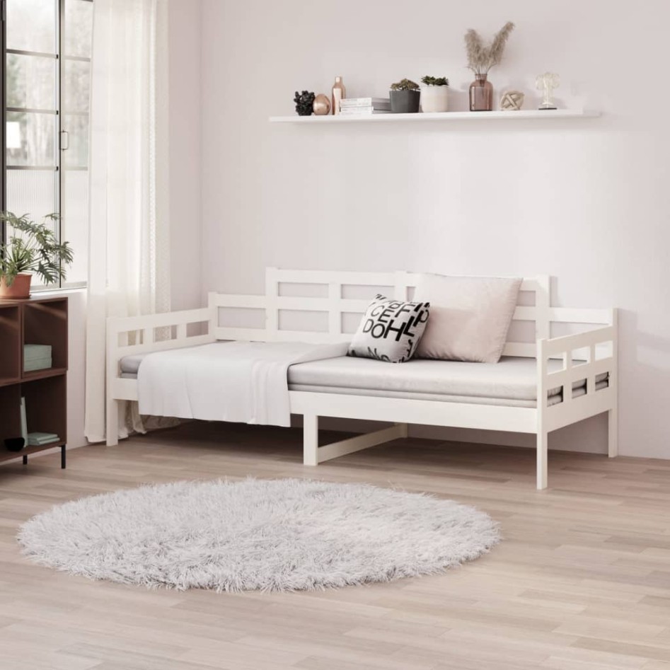 Sofá cama sin colchón madera maciza de pino blanco 90x200