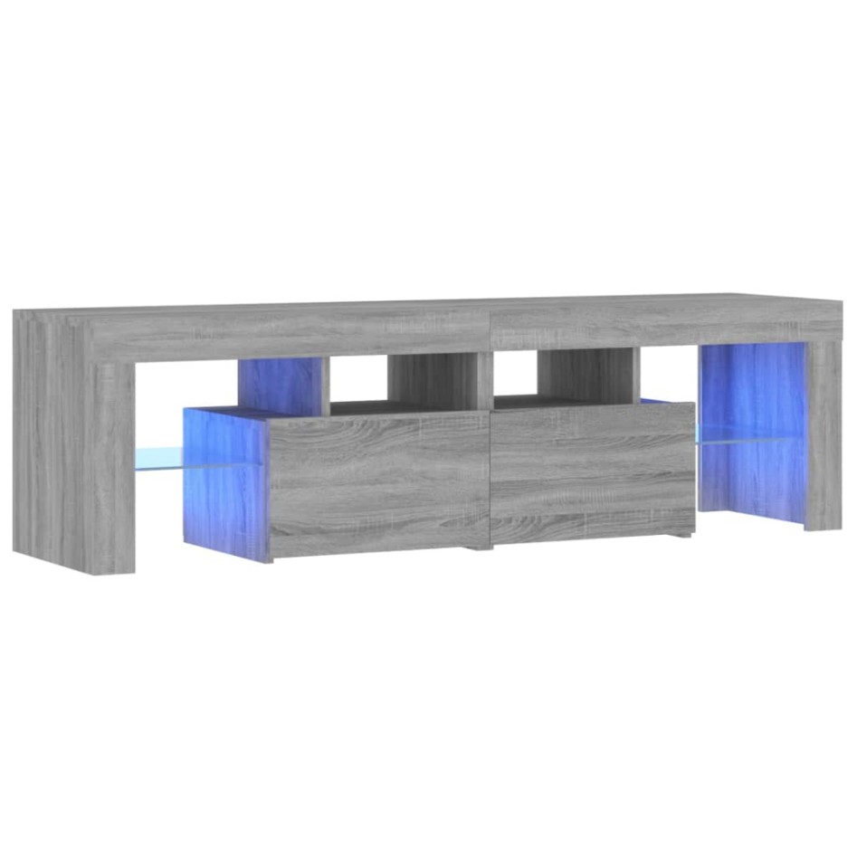 Mueble de TV con luces LED gris Sonoma 140x36,5x40
