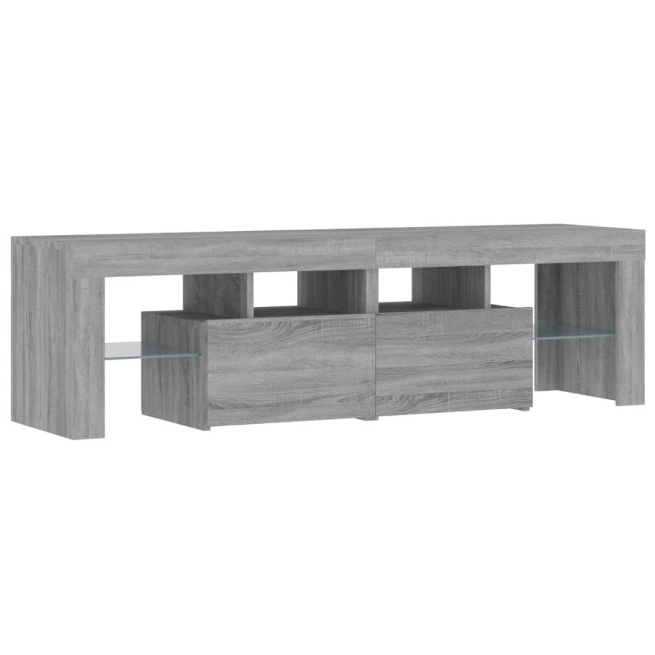 Mueble de TV con luces LED gris Sonoma 140x36,5x40