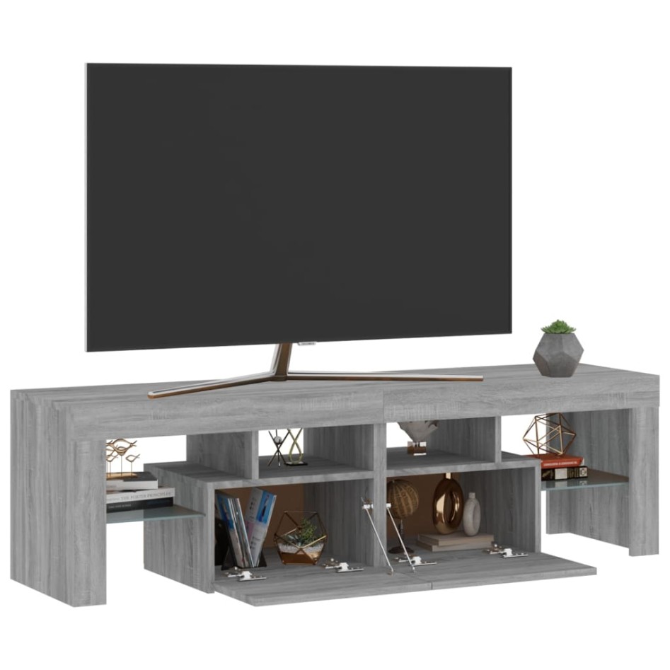 Mueble de TV con luces LED gris Sonoma 140x36,5x40