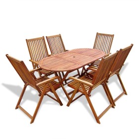 Set de comedor de jardín 7 piezas madera maciza de