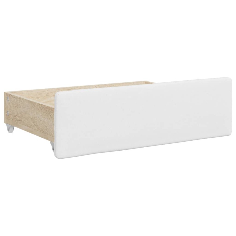 Sofá cama nido con cajones cuero sintético blanco 90x200