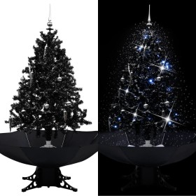 Árbol de Navidad con nieve y base de paraguas PVC negro
