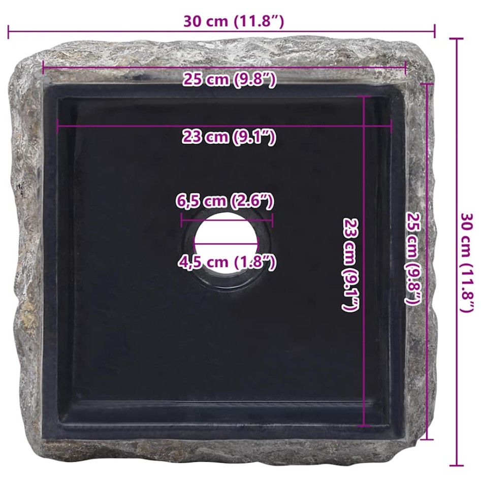 Lavabo mármol negro 30x30x13