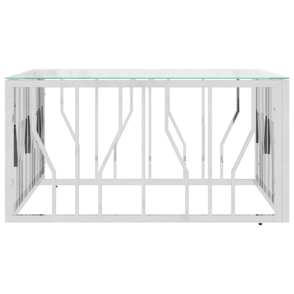 Mesa de centro acero inoxidable y vidrio 80x80x40