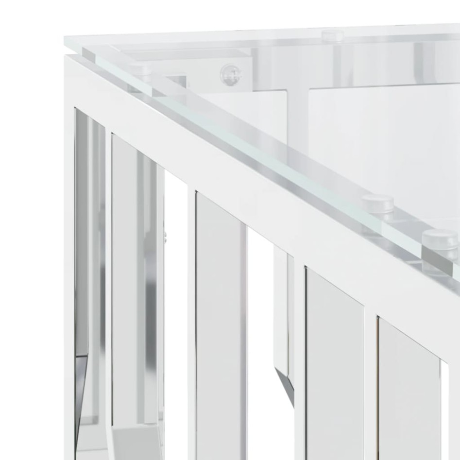 Mesa de centro acero inoxidable y vidrio 80x80x40