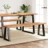 Banco con borde vivo madera maciza de acacia 160