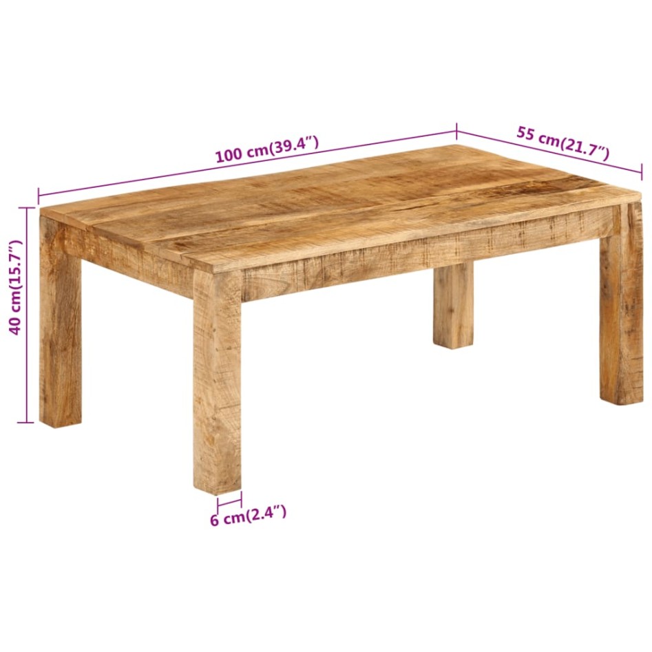 Mesa de centro de madera maciza mango 100x55x40
