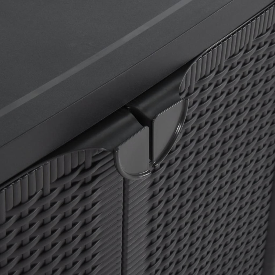 Armario de almacenaje de jardín PP ratán negro 65x45x88