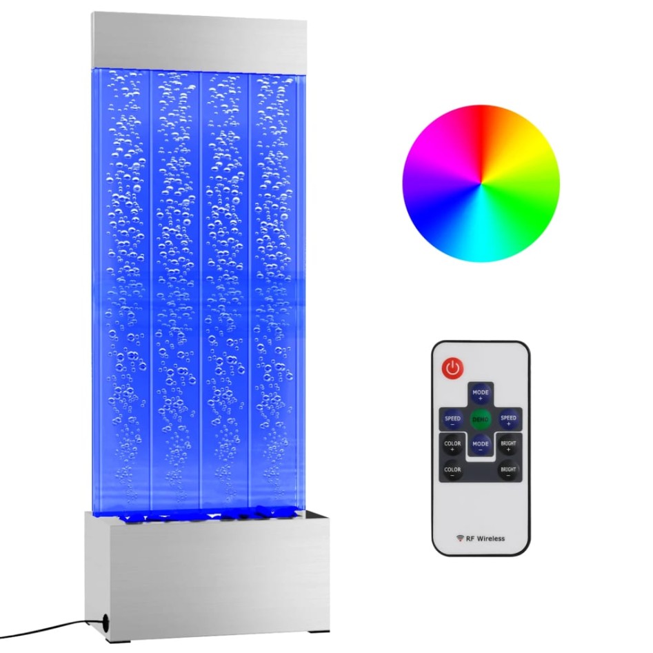 Columna burbujas LEDs RGB acero inoxidable acrílico 110
