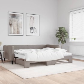 Sofá cama nido con colchón tela gris taupe 90x200
