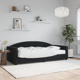 Sofá cama con colchón terciopelo negro 90x190