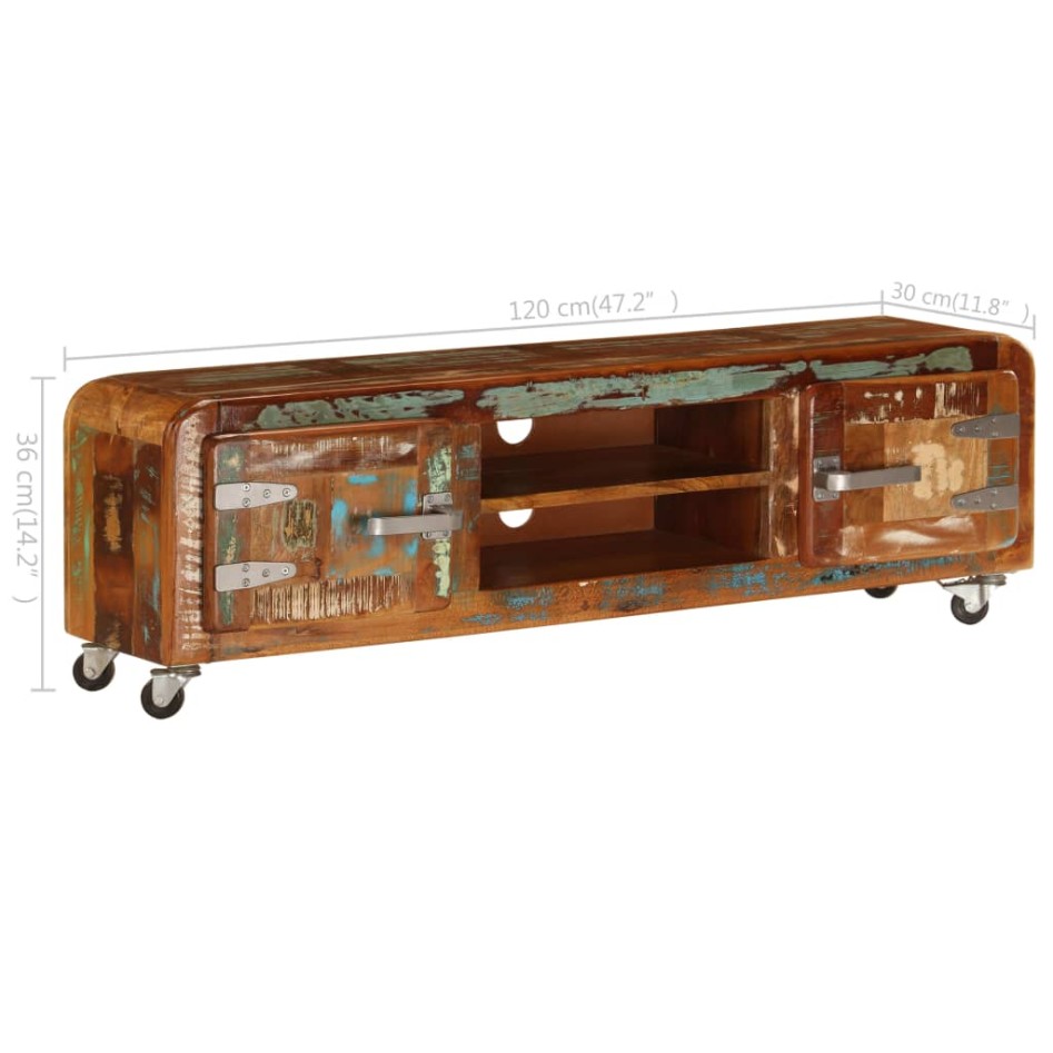 Mueble para TV madera maciza reciclada 120x30x36