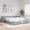 Sofá cama nido con cajones tela gris claro 100x200 cm
