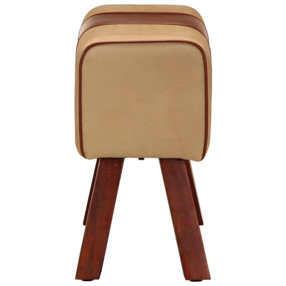 Banco potro gimnasio cuero auténtico madera mango marrón 58