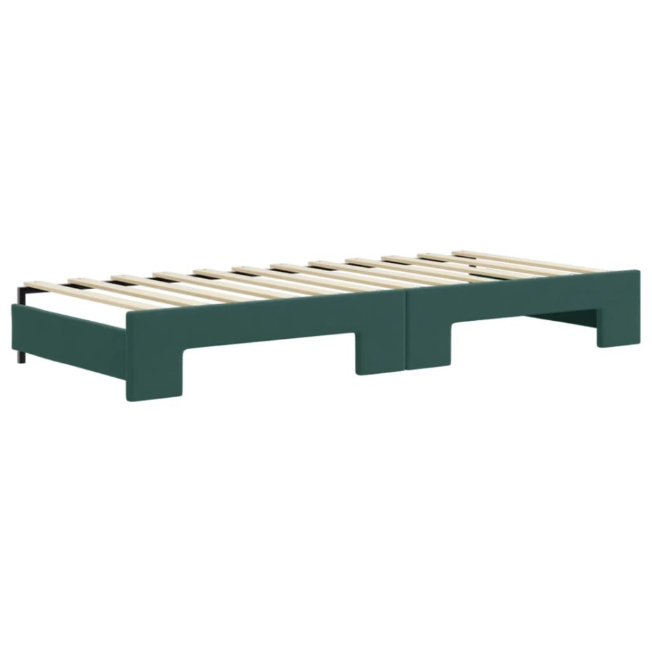 Sofá cama nido con cajones terciopelo verde oscuro 90x200