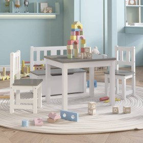 Mesa y sillas infantiles 4 piezas MDF blanco y