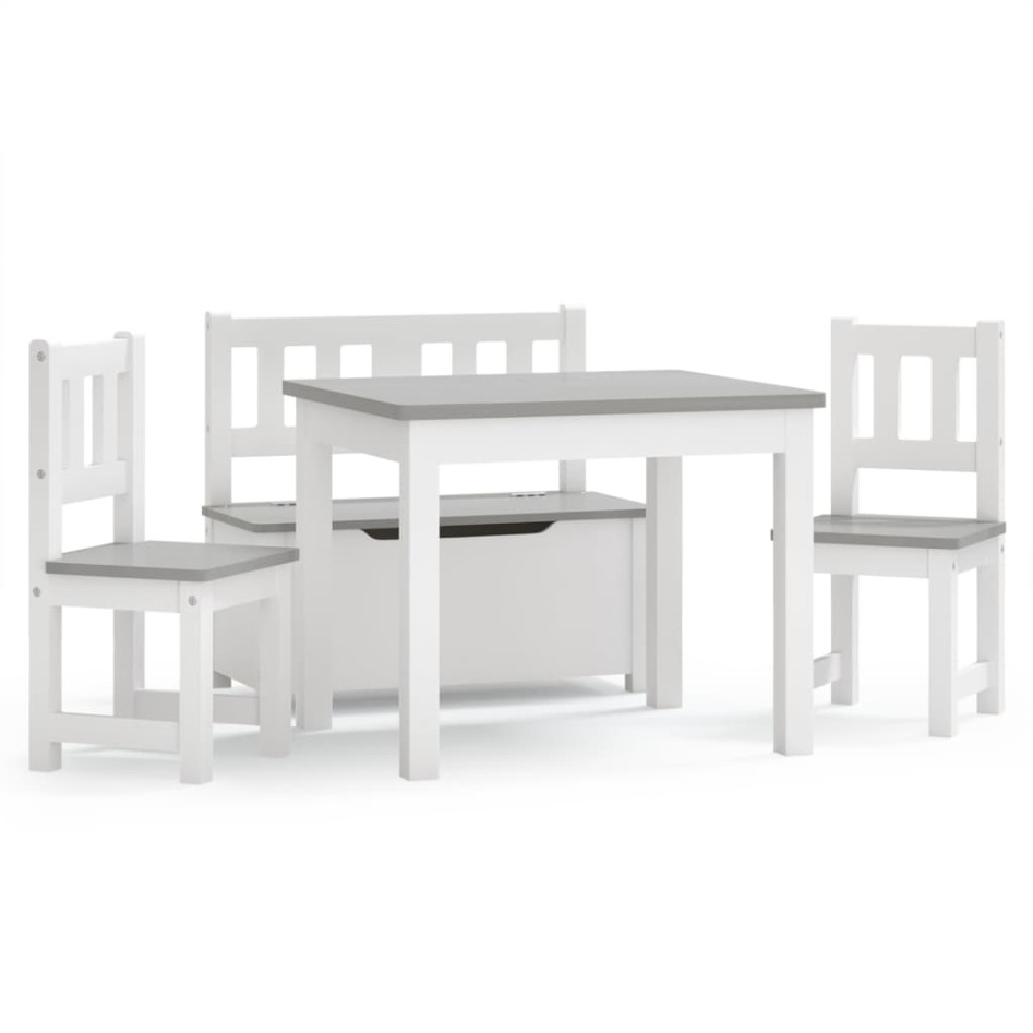 Mesa y sillas infantiles 4 piezas MDF blanco y