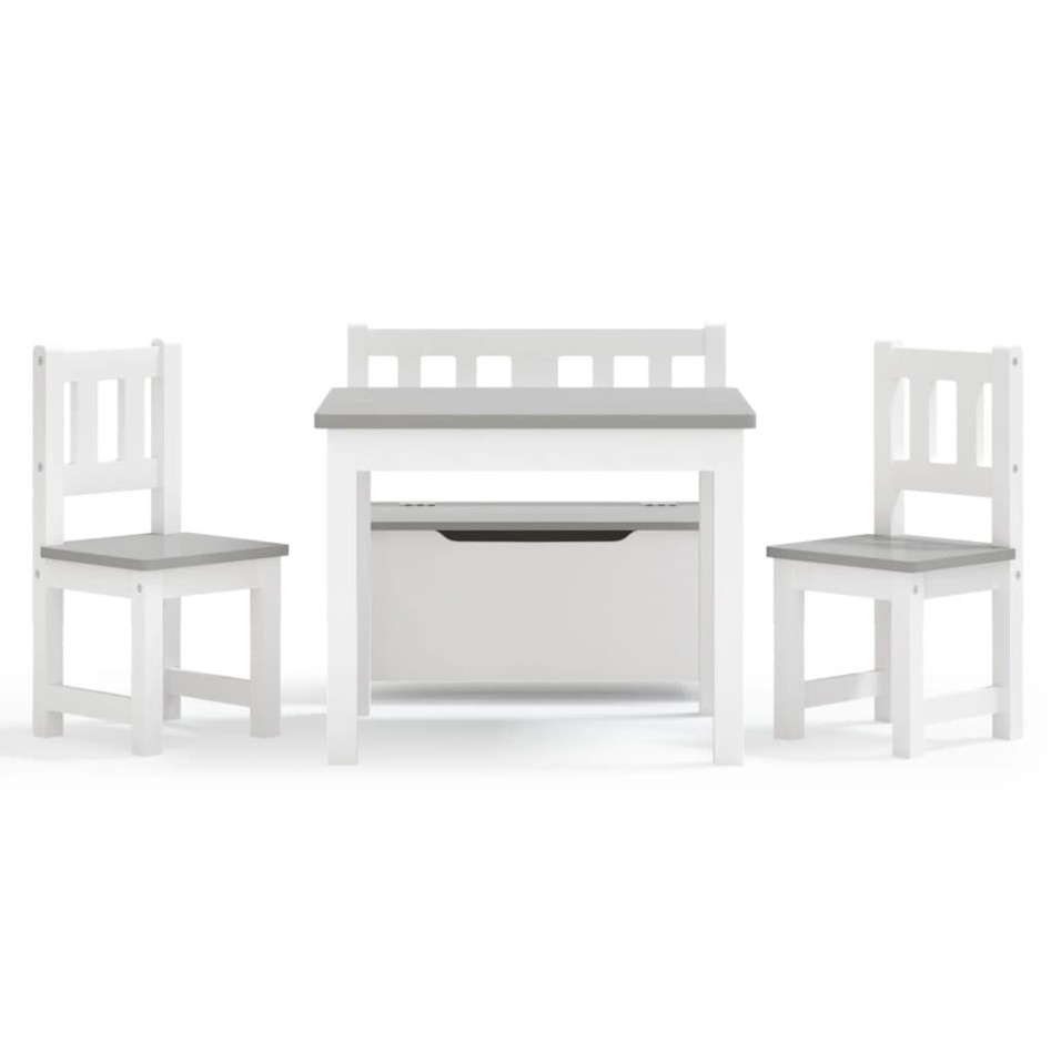 Mesa y sillas infantiles 4 piezas MDF blanco y