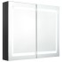 Armario de baño con espejo LED negro brillante 80x12x68