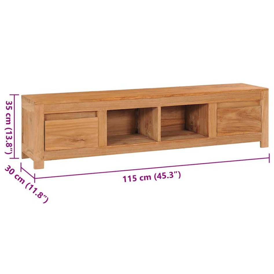 Mueble de TV de madera de teca maciza 115x30x35