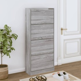 Mueble zapatero madera contrachapada gris Sonoma 63x24x147
