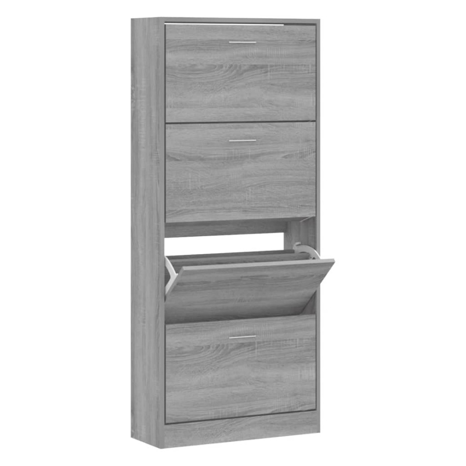 Mueble zapatero madera contrachapada gris Sonoma 63x24x147
