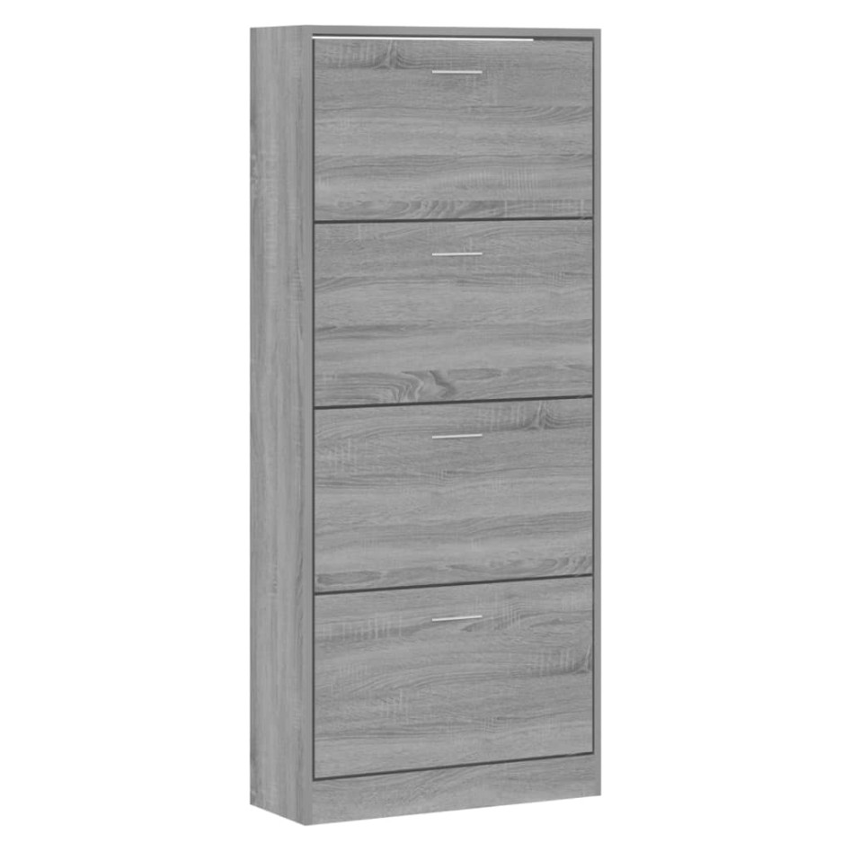 Mueble zapatero madera contrachapada gris Sonoma 63x24x147