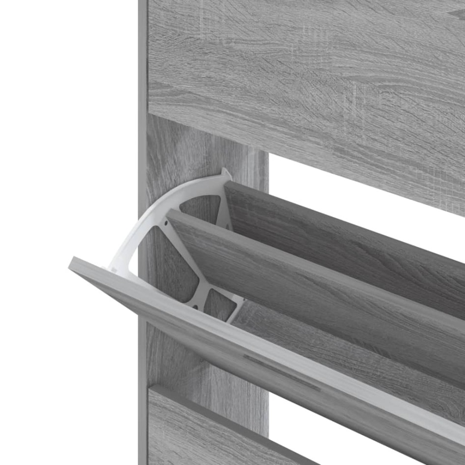 Mueble zapatero madera contrachapada gris Sonoma 63x24x147