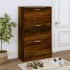 Mueble zapatero madera contrachapada roble ahumado 63x24x103
