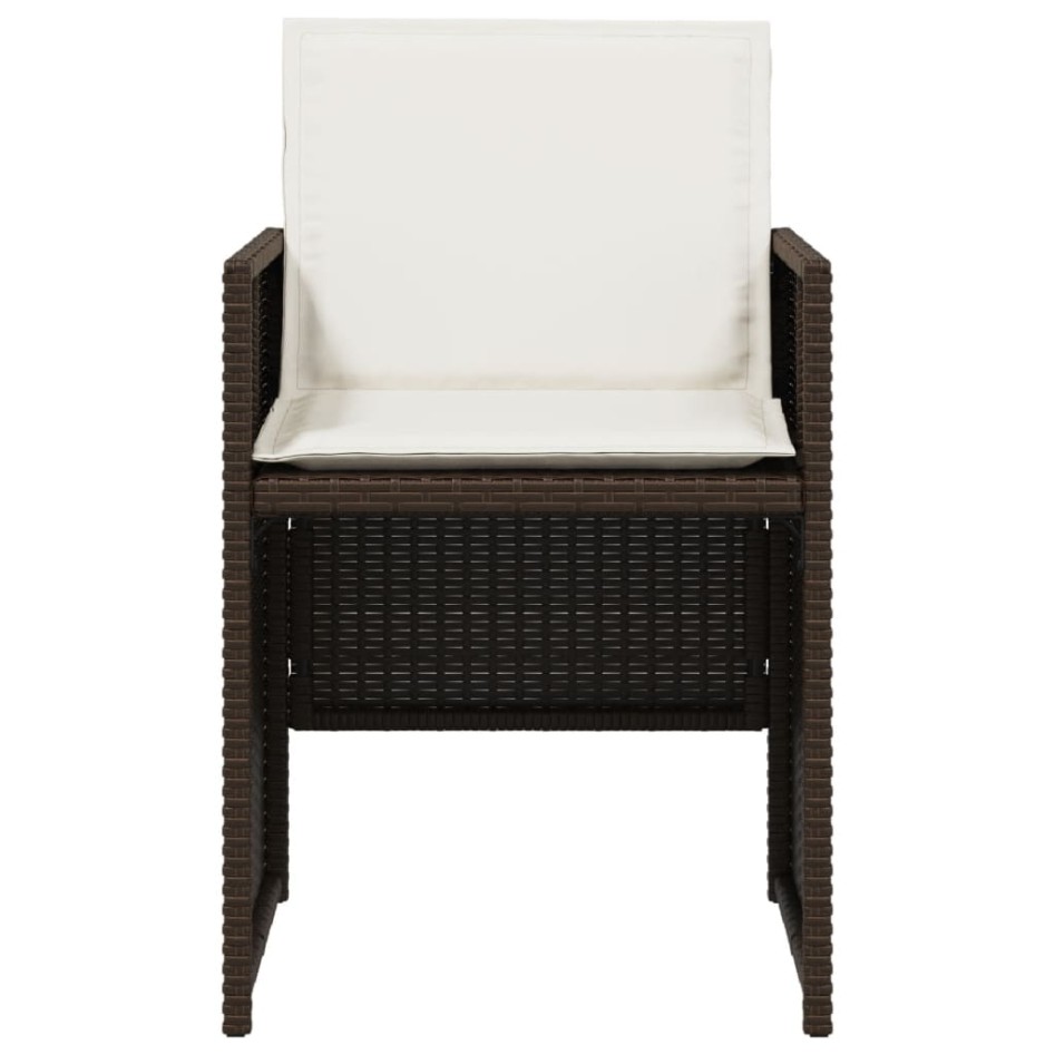 Set comedor de jardín 5 piezas y cojines ratán sintético