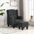 Sillón con reposapiés tela gris