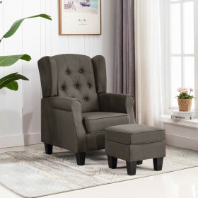 Sillón con reposapiés de tela gris