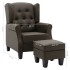 Sillón con reposapiés de tela gris
