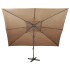 Sombrilla jardín voladiza con cubierta doble taupe 400x300