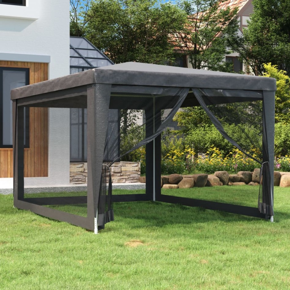Carpa para fiestas 4 paredes de malla HDPE gris antracita 3x4