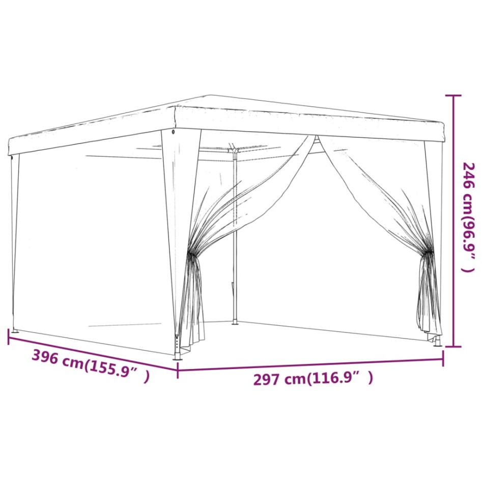 Carpa para fiestas 4 paredes de malla HDPE gris antracita 3x4
