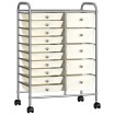 Carrito de almacenaje portátil  XXL 15 cajones plástico blanco