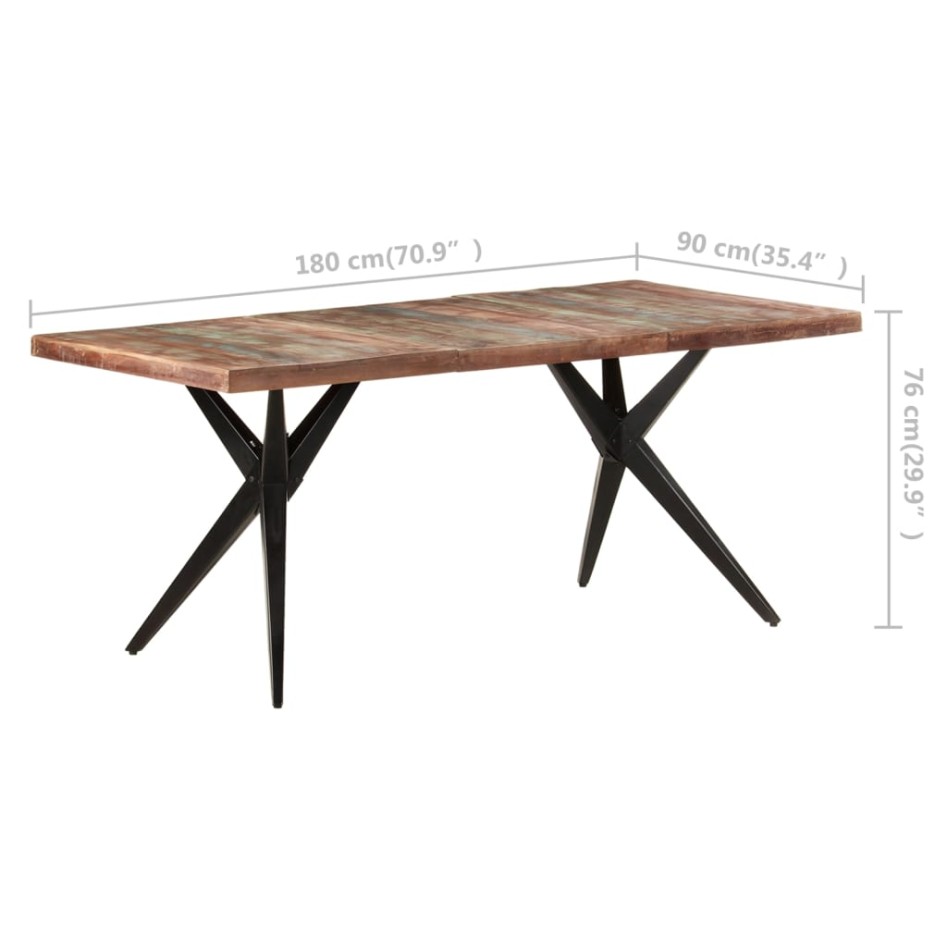 Mesa de comedor de madera maciza reciclada 180x90x76