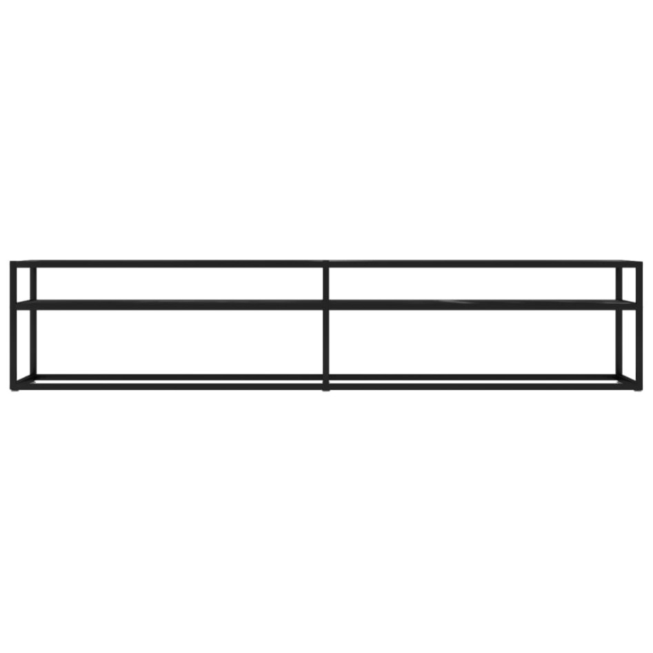 Mueble de TV vidrio templado color mármol negro 200x40x40,5