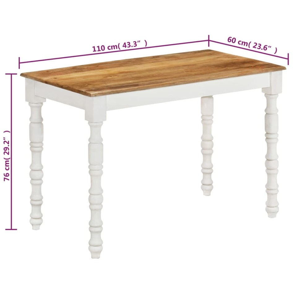 Mesa de comedor madera maciza de mango 110x60x76
