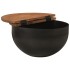 Mesa de centro de madera maciza reciclada negra 50x27
