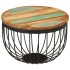 Mesa de centro madera maciza reciclada y acero Ø50x35