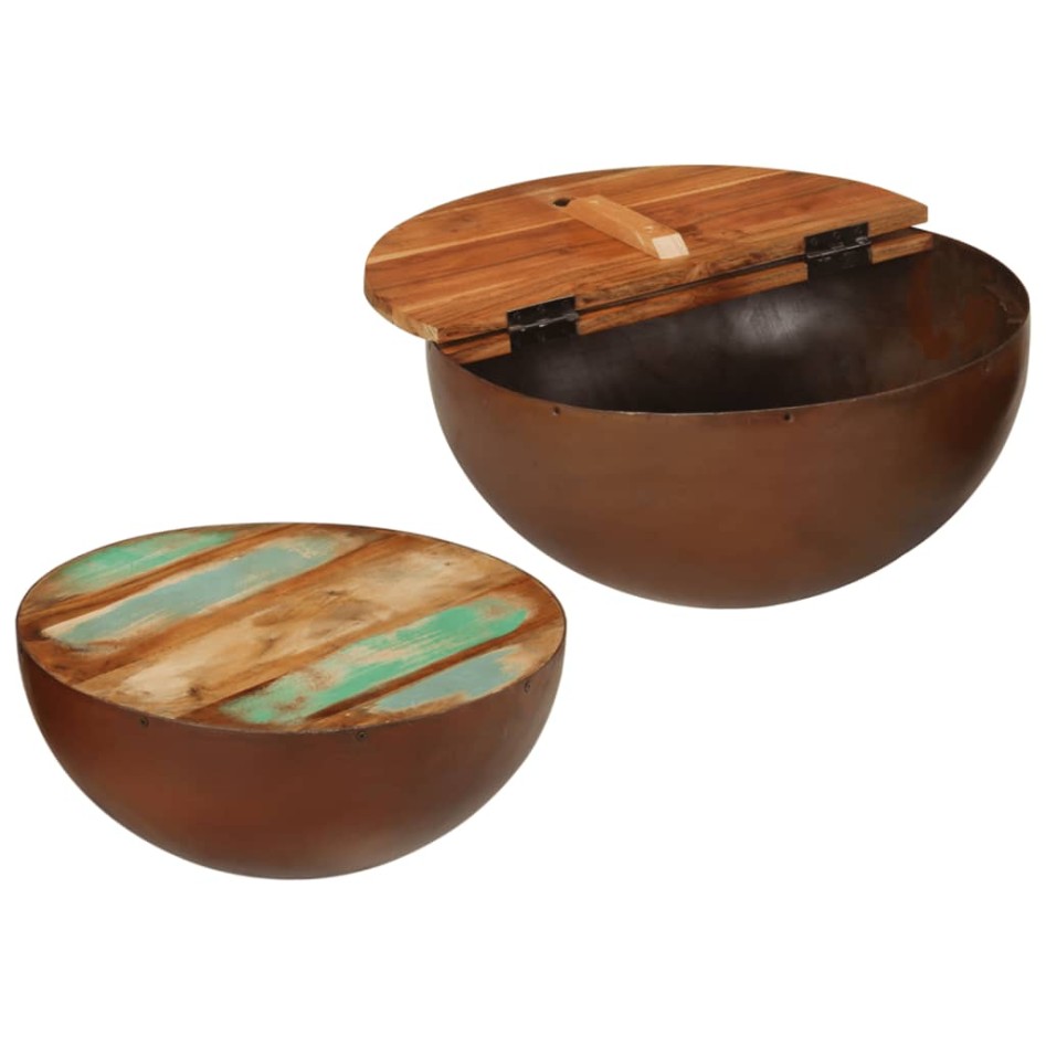 Mesas de centro forma de cuenco 2 uds madera maciza